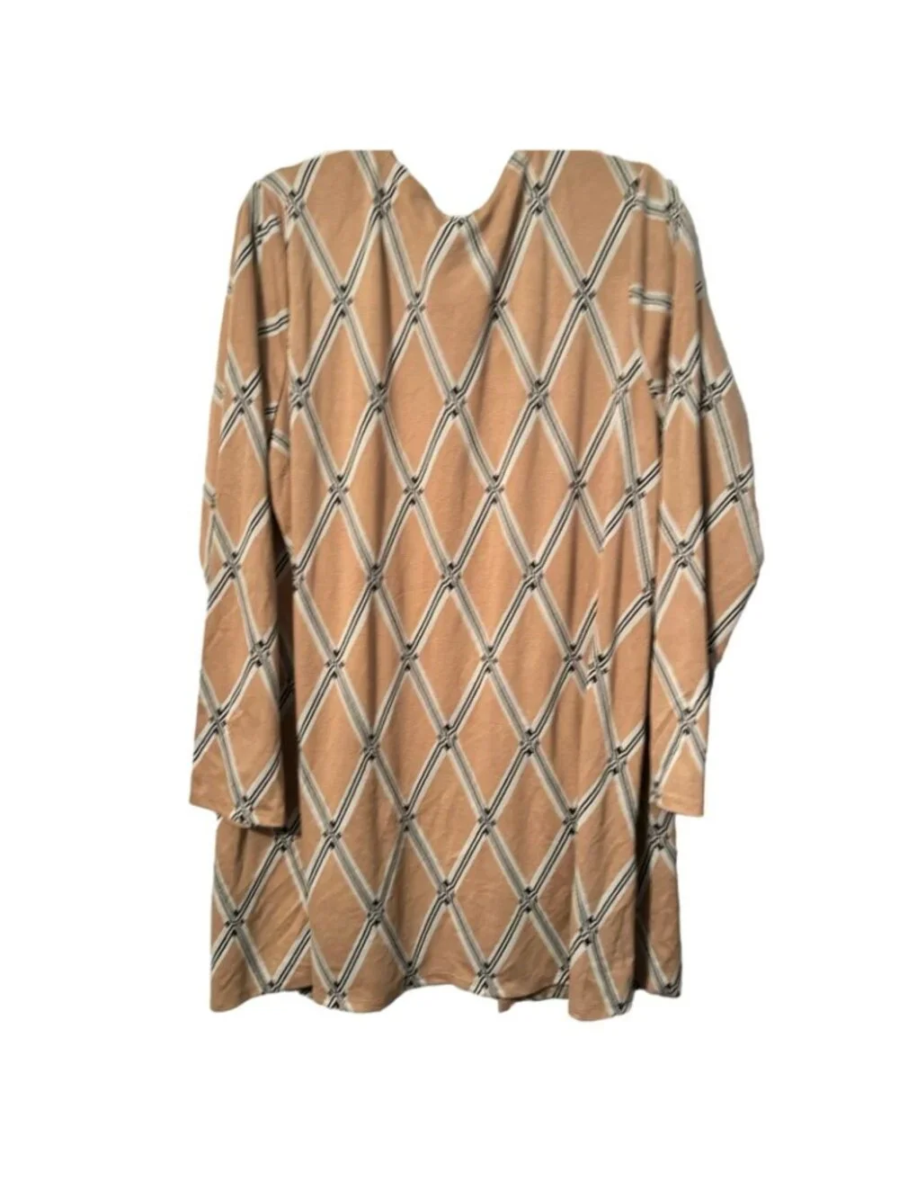 Olivia Blu Womens Long Sleeve Open Front Cardigan With Pockets 1X Beige & Black - Picture 12 of 12